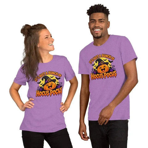 It's Just a Bunch of Hocus Pocus T-Shirt - Halloween Pumpkin Witch Hat Graphic Tee - Image 12