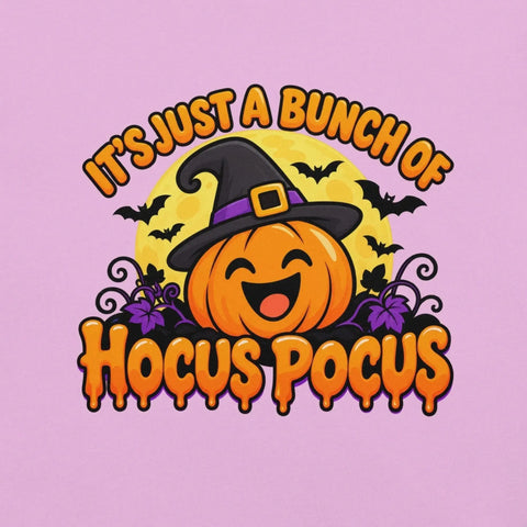 It's Just a Bunch of Hocus Pocus T-Shirt - Halloween Pumpkin Witch Hat Graphic Tee - Image 18
