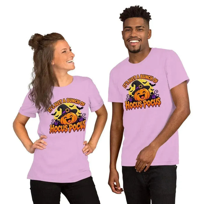 It's Just a Bunch of Hocus Pocus T-Shirt - Halloween Pumpkin Witch Hat Graphic Tee