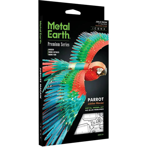 Jubilee Macaw Parrot Figure Model Kit (Steel, Moderate Difficulty) - Fascinations - Metal Earth Premium Series