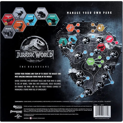 Jurassic World: The Board Game - Worker Placement Dinosaur Board Game for Family, Adults, and Children (2-6 Players, Ages 12+) - Pressman Toy Corporation
