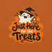 Just Here for the Treats T-Shirt - Cute Halloween Ghost and Candy Graphic Tee