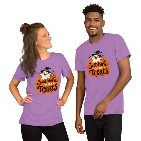 Just Here for the Treats T-Shirt - Cute Halloween Ghost and Candy Graphic Tee - Image 24