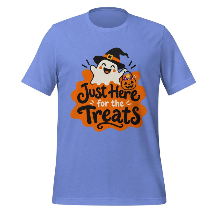 Just Here for the Treats T-Shirt - Cute Halloween Ghost and Candy Graphic Tee
