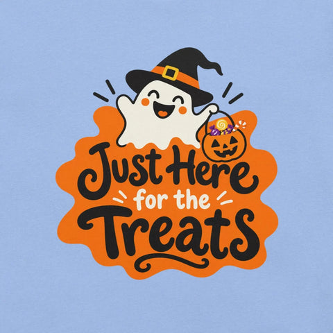 Just Here for the Treats T-Shirt - Cute Halloween Ghost and Candy Graphic Tee - Image 30