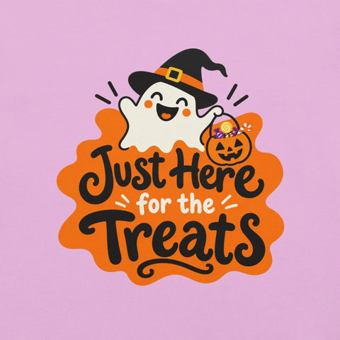 Just Here for the Treats T-Shirt - Cute Halloween Ghost and Candy Graphic Tee - Image 34