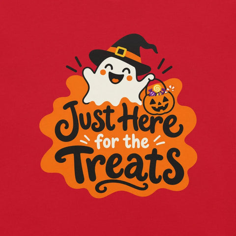 Just Here for the Treats T-Shirt - Cute Halloween Ghost and Candy Graphic Tee - Image 6