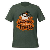 Just Here for the Treats T-Shirt - Cute Halloween Ghost and Candy Graphic Tee- Image 9