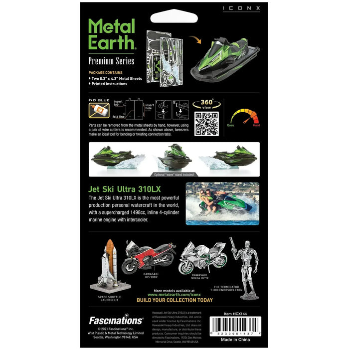 Kawasaki - Jet Ski Ultra 310LX Watercraft 3D Figure Model Kit (1:30 Scale, Steel, Hard Difficulty) - Fascinations - Metal Earth Premium Series - (2021)