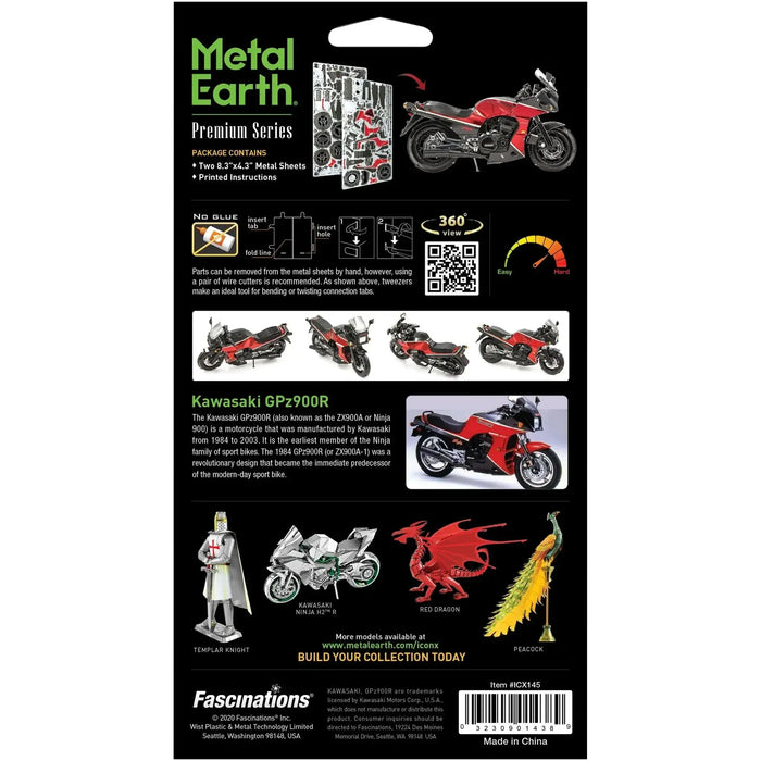 Kawasaki - Kawasaki GPz900R Motorcycle 3D Figure Model Kit (1:19 Scale, Steel, Hard Difficulty) - Fascinations - Metal Earth Premium Series - (2020)