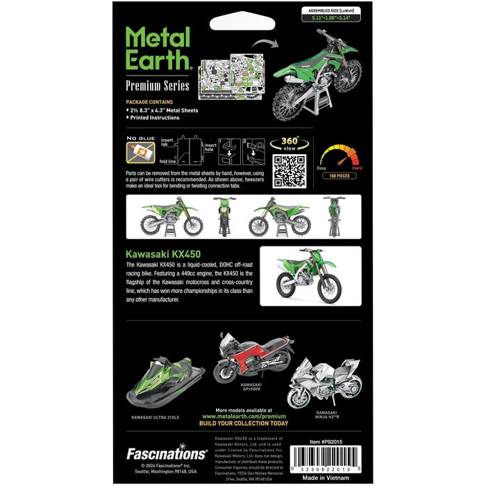 Kawasaki - Kawasaki KX450 Dirt Bike Figure Model Kit (1:16 Scale, Steel, Moderate Difficulty) - Fascinations - Metal Earth Premium Series - (2024)