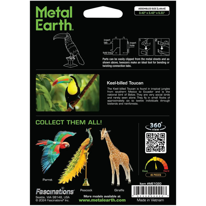 Keel-Billed Toucan Bird 3D Figure Model Kit (Steel, Easy Difficulty) - Fascinations - Metal Earth Series - (2024)