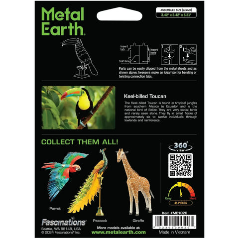 Keel-Billed Toucan Bird 3D Figure Model Kit (Steel, Easy Difficulty) - Fascinations - Metal Earth Series - (2024) - Image 3