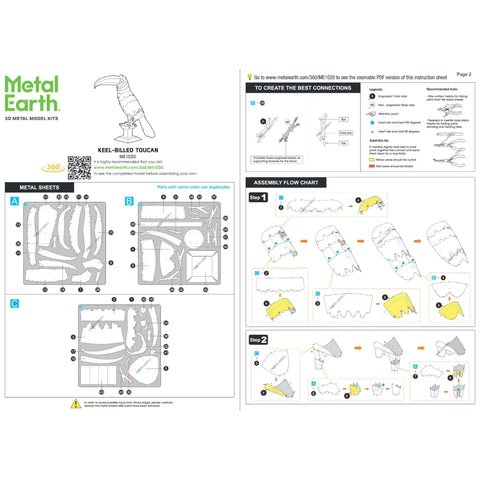 Keel-Billed Toucan Bird 3D Figure Model Kit (Steel, Easy Difficulty) - Fascinations - Metal Earth Series - (2024) - Image 7