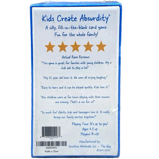 Kids Create Absurdity - Party Humor Card Game for Family, Adults, & Children (4-10 Players, Ages 6+) - Novelties Wholesale, Inc. [The Gag]