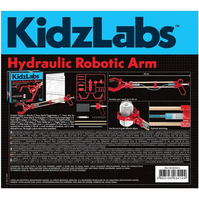 KidzLabs: Hydraulic Robotic Arm - Educational Science STEAM Building Kit - 4M