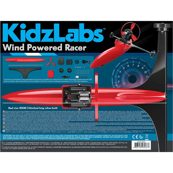 KidzLabs: Wind Powered Racer - Educational Toy Car STEAM Building Kit - 4M
