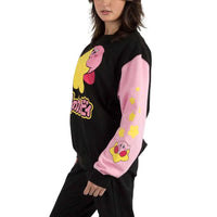 Kirby - Contrast Sleeve Juniors Oversized Sweatshirt - Bioworld- Image 3