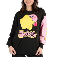 Kirby - Contrast Sleeve Juniors Oversized Sweatshirt - Bioworld- Image 1