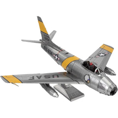 Korean War - F-86 Sabre American Plane Figure Model Kit (1:72 Scale, Steel, Moderate Difficulty) - Fascinations - Metal Earth Series