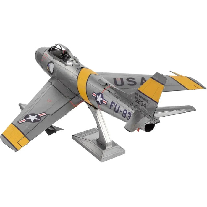 Korean War - F-86 Sabre American Plane Figure Model Kit (1:72 Scale, Steel, Moderate Difficulty) - Fascinations - Metal Earth Series