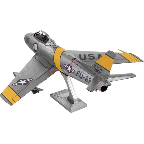 Korean War - F-86 Sabre American Plane Figure Model Kit (1:72 Scale, Steel, Moderate Difficulty) - Fascinations - Metal Earth Series