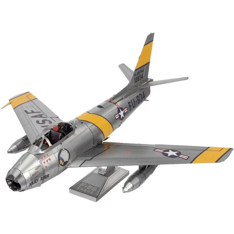Korean War - F-86 Sabre American Plane Figure Model Kit (1:72 Scale, Steel, Moderate Difficulty) - Fascinations - Metal Earth Series