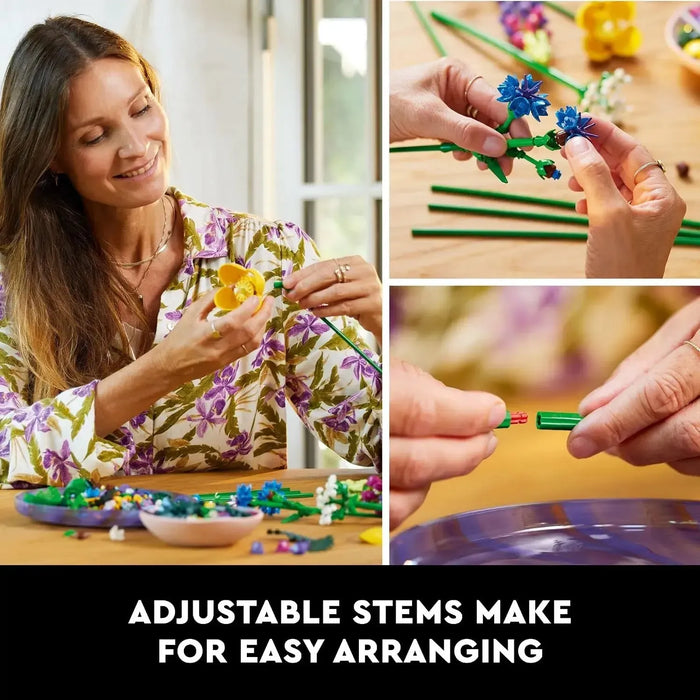 LEGO Botanicals Artificial Wildflower Bouquet - Fake Indoor Flowers Building Set for Home, Kitchen, Desk Decoration, Adults Ages 18+ - Gift for Birthdays - 10313