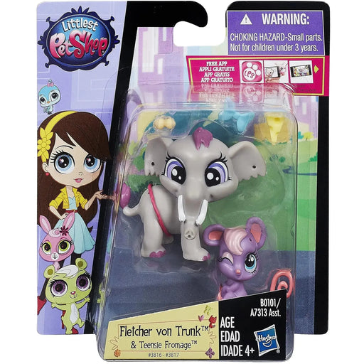 Littlest Pet Shop - Fletcher von Trunk & Teensie Fromage 2-Pack Figure Set - Hasbro - Pet Pawsabilities Series - (2014)
