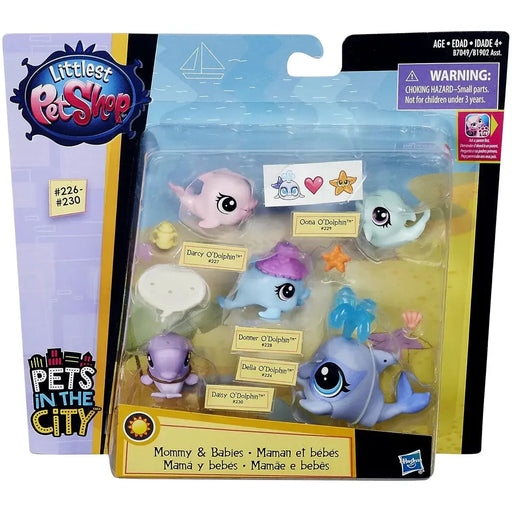 Littlest Pet Shop - Mommy & Babies Dolphin Family Figures (#226-230) - Hasbro