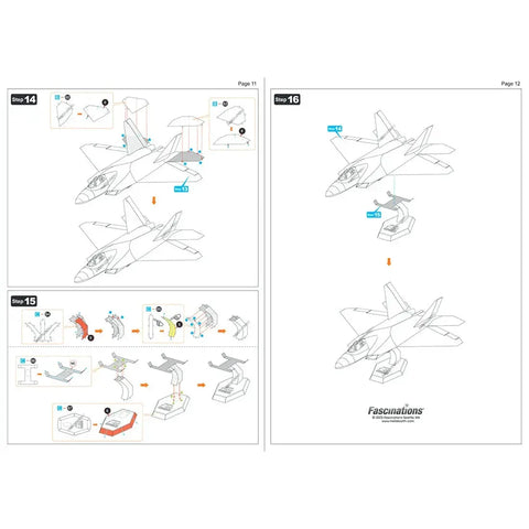 Lockheed Martin - F-22 Raptor Plane Figure Model Kit (1:137 Scale, Steel, Moderate Difficulty) - Fascinations - Metal Earth Series