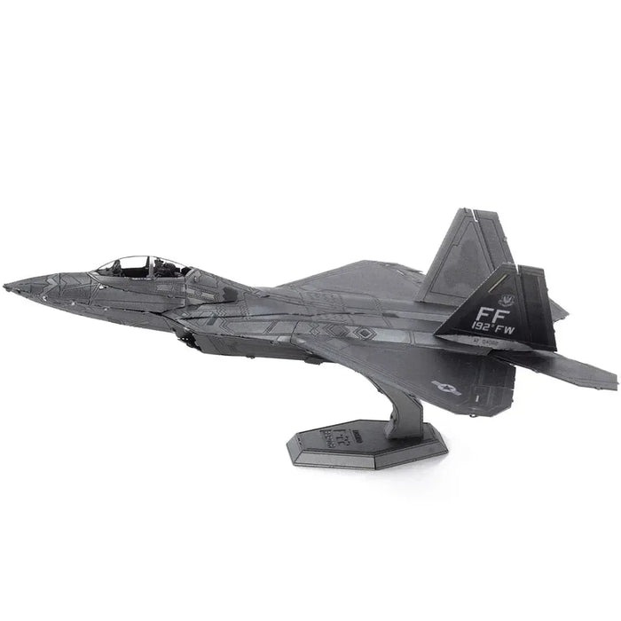 Lockheed Martin - F-22 Raptor Plane Figure Model Kit (1:137 Scale, Steel, Moderate Difficulty) - Fascinations - Metal Earth Series