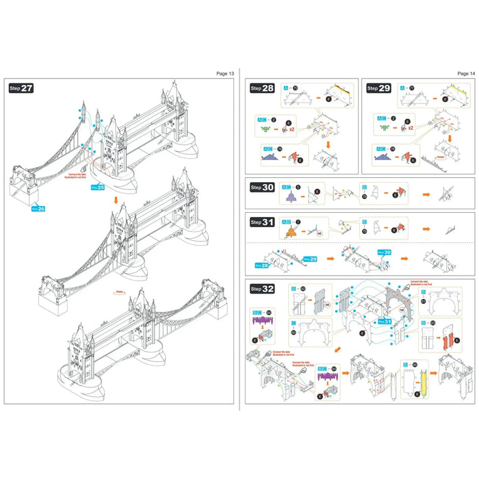 London Tower Bridge 3D Figure Model Kit (1:739 Scale, Steel, Moderate Difficulty) - Fascinations - Metal Earth Premium Series - (2023)