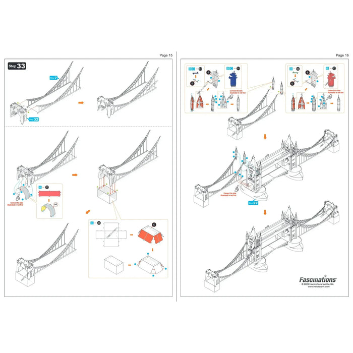 London Tower Bridge 3D Figure Model Kit (1:739 Scale, Steel, Moderate Difficulty) - Fascinations - Metal Earth Premium Series - (2023)