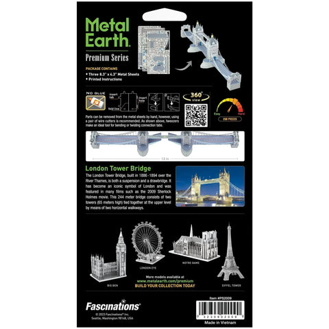 London Tower Bridge 3D Figure Model Kit (1:739 Scale, Steel, Moderate Difficulty) - Fascinations - Metal Earth Premium Series - (2023) - Image 3