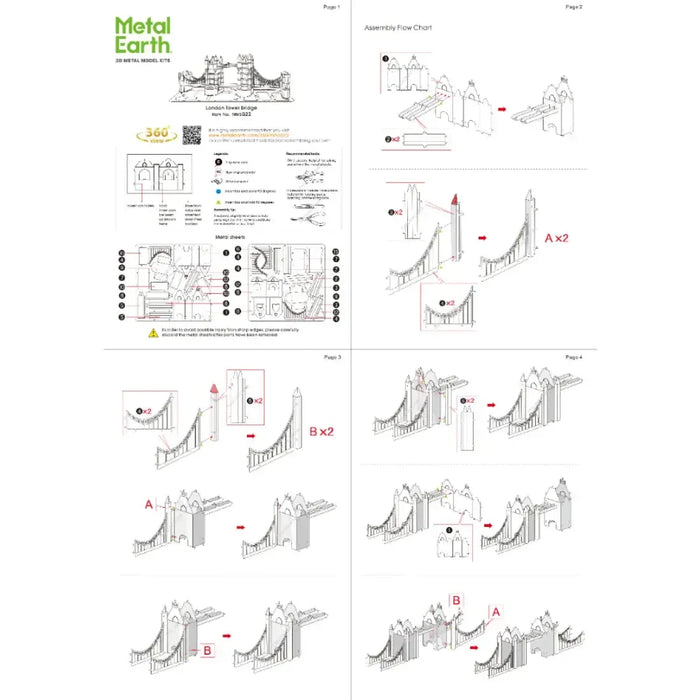 London Tower Bridge Figure Model Kit (Steel, Moderate Difficulty) - Fascinations - Metal Earth Series