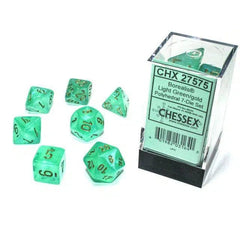 Luminary Light Green & Gold Dice Set (7 Dice, Polyhedral) - Chessex - Borealis Series