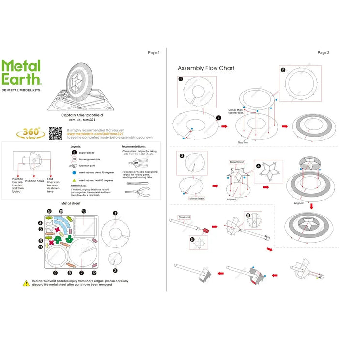 Model Kit Shield Marvel Avengers - Captain America's Shield Kit - Metal Earth — Poggers