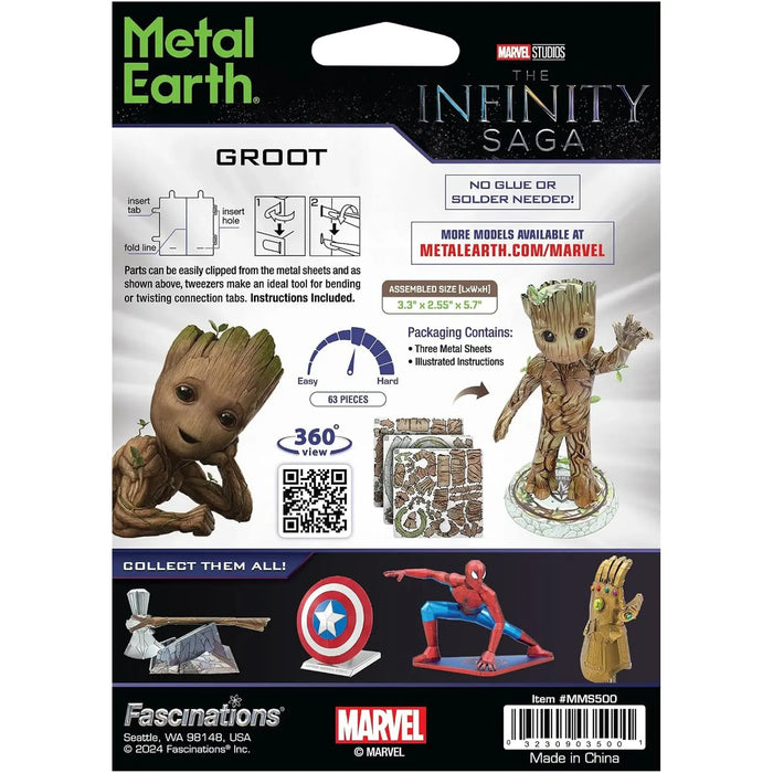 Marvel [Avengers: The Infinity Saga] - Groot Figure Model Kit (Steel, Moderate Difficulty) - Fascinations - Metal Earth Series