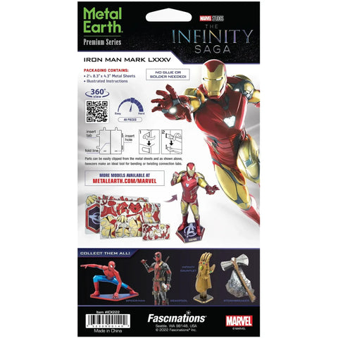 Marvel [Avengers: The Infinity Saga] - Iron Man Mark LXXXV 3D Figure Model Kit (Steel, Easy to Moderate Difficulty) - Fascinations - Metal Earth Premium Series - (2022)