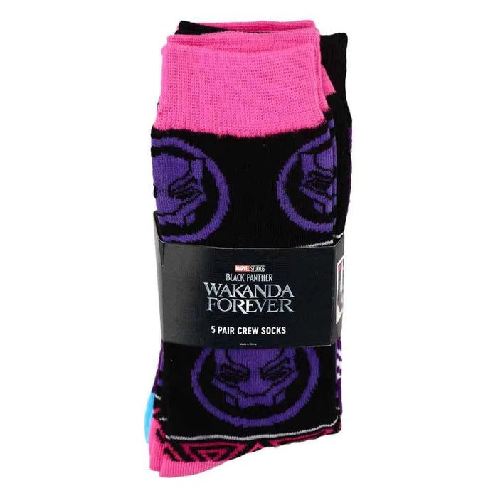 Marvel: Black Panther - Wakanda Forever Crew Socks (5 Pairs) - Bioworld