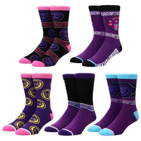 Marvel: Black Panther -  Wakanda Forever Crew Socks (5 Pairs) - Bioworld
