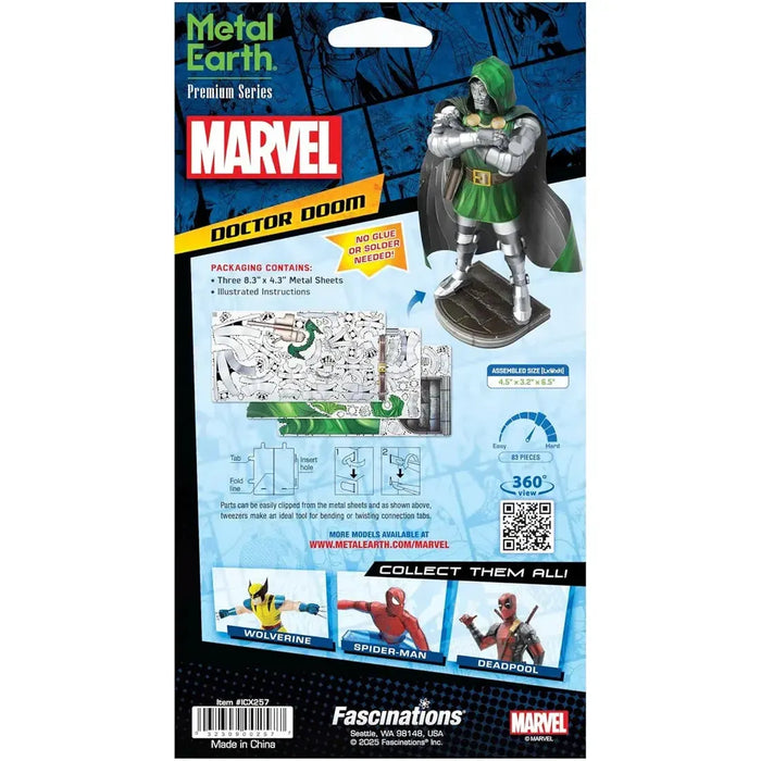 Marvel - Doctor Doom Figure Model Kit (Steel, Challenging Difficulty) - Fascinations - Metal Earth Premium Series