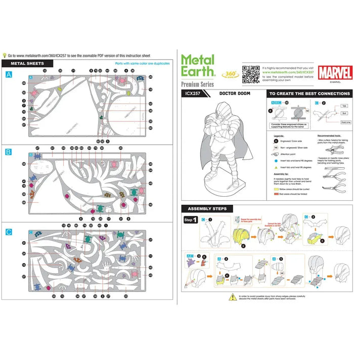 Marvel - Doctor Doom Figure Model Kit (Steel, Challenging Difficulty) - Fascinations - Metal Earth Premium Series