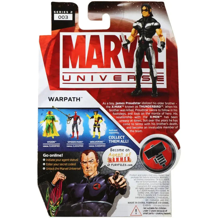 Marvel [X-Men] - Black & Silver Outfit Warpath Action Figure (4.25") - Hasbro - Marvel Universe Series 2 (003)