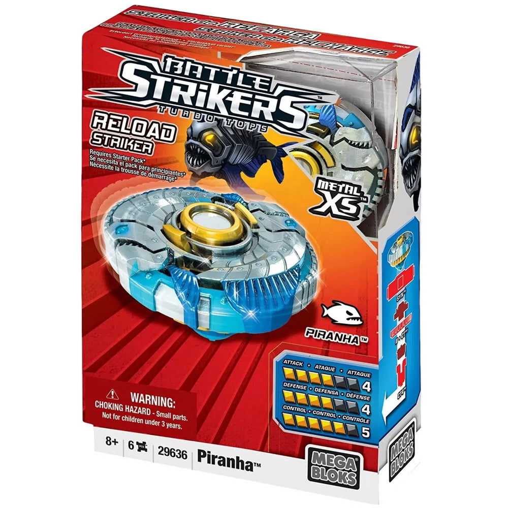 Mega Bloks [Battle Strikers: Turbo Tops] - Piranha Reload Striker Spinning Top Toy (29636) - Metal XS Series