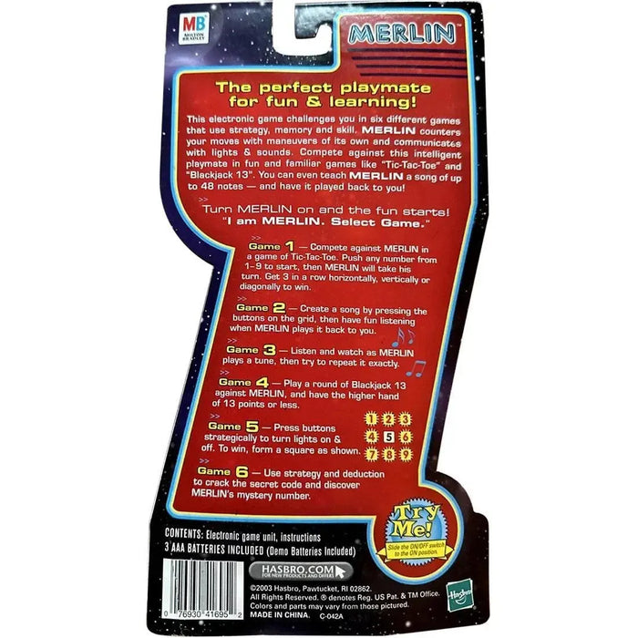 Merlin - Solo Puzzle Electronic Handheld Game for Family, Adults, and Children (1-2 Players, Ages 6+) - Hasbro [Milton Bradley] - (2003)