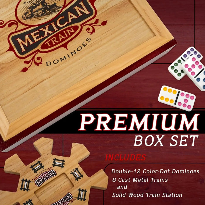 Mexican Train Dominoes - Strategy Mexican Train Board Game for Family and Adults (2-8 Players, Ag...