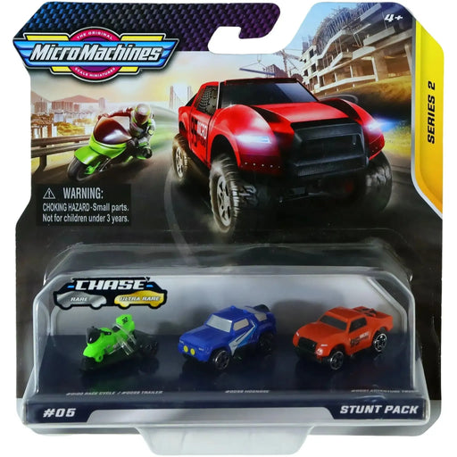 MicroMachines - Stunt Pack 3-Vehicle Set (Race Cycle / Trailer, Hognose & Adventure Truck) - Hasbro - Series 2 (#05) - (2020)