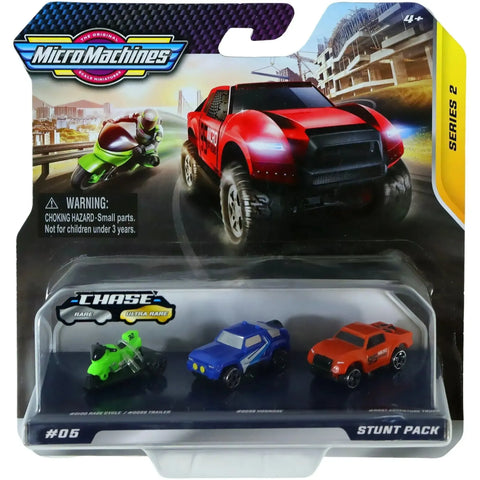 MicroMachines - Stunt Pack 3-Vehicle Set (Race Cycle / Trailer, Hognose & Adventure Truck) - Hasbro - Series 2 (#05) - (2020)